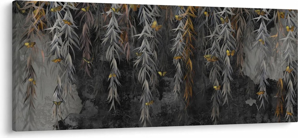 Kép -Fűzfa gallyak fekete háttérrel (120x50 cm)