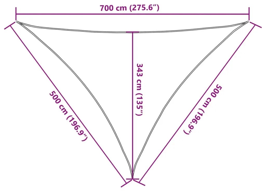 fekete 100% poliészter oxford szövet napvitorla 7 x 5 x 5 m