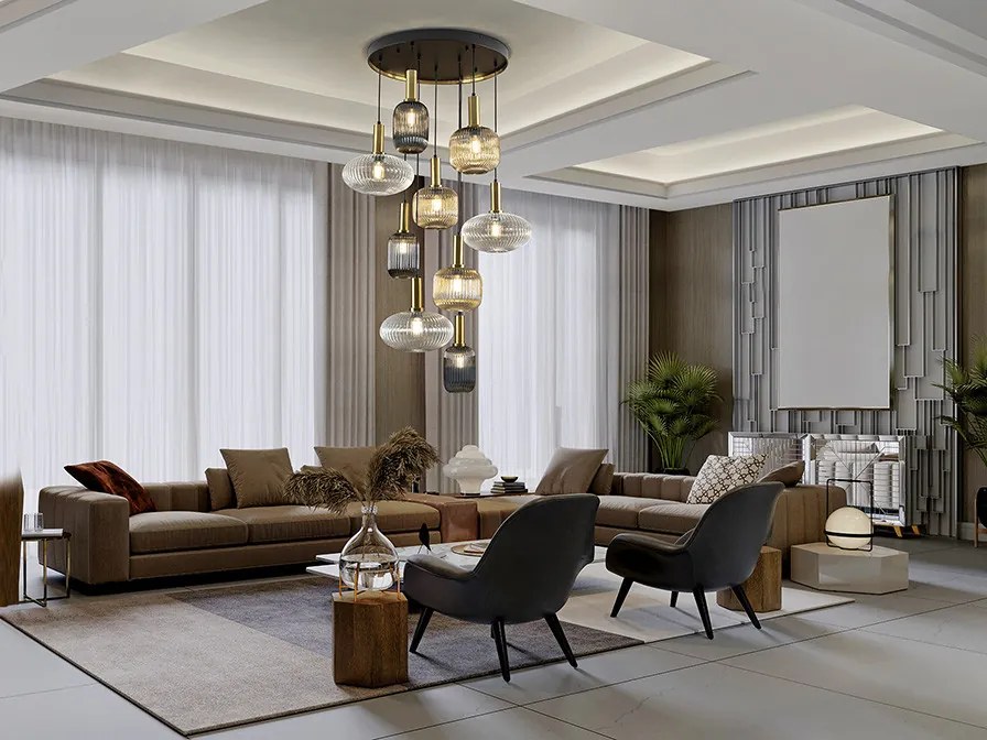 SCHULLER 225090 NORMA Bronz Színű Függeszték 9XE27 8W IP20