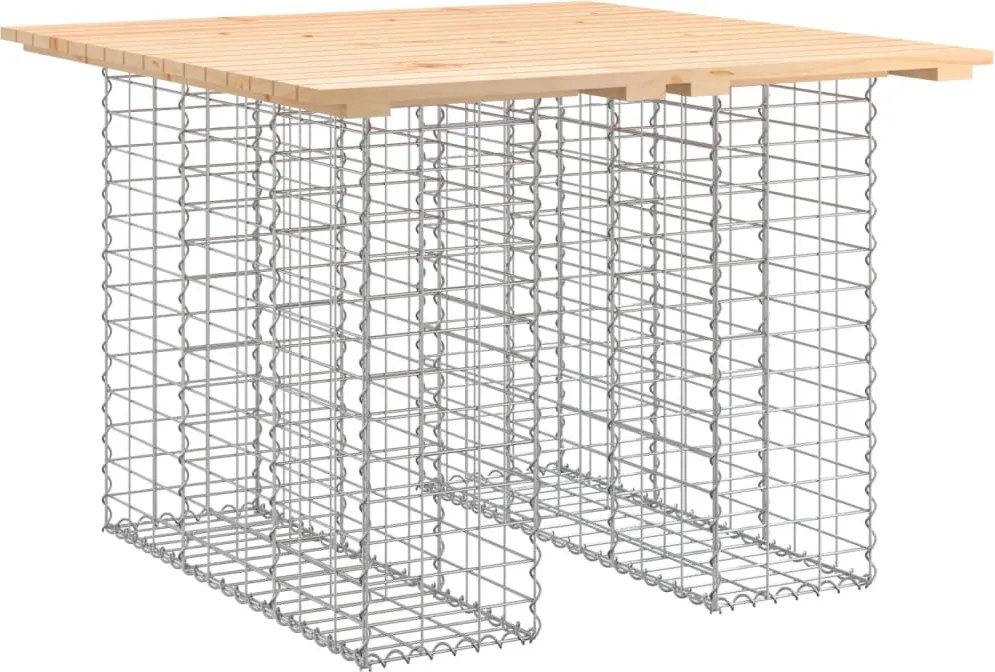 vidaXL tömör fenyőfa kerti asztal gabion mintával 100 x 102 x 72 cm