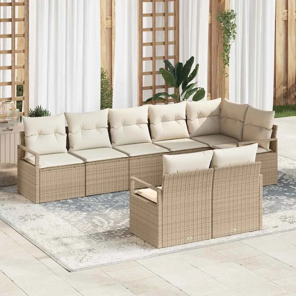 Kerti Kanapé Szett párnával tárolóval 8 pcs Beige és krém