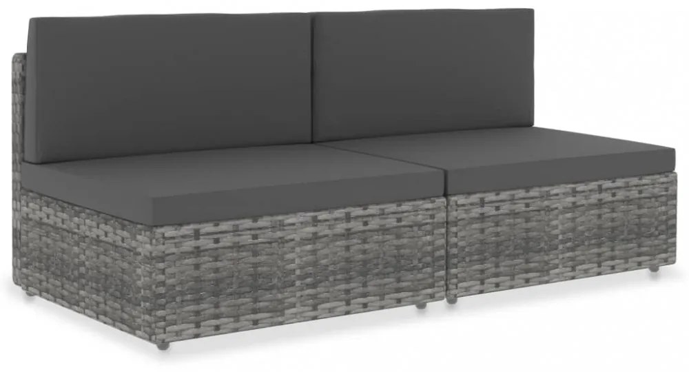 2 személyes szürke elemes polyrattan kanapé