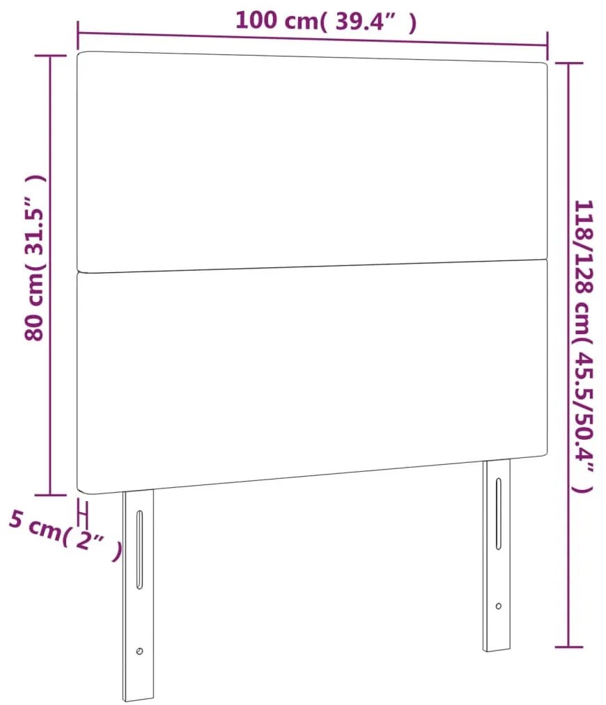 rózsaszín bársony LED-es fejtámla 100x5x118/128 cm