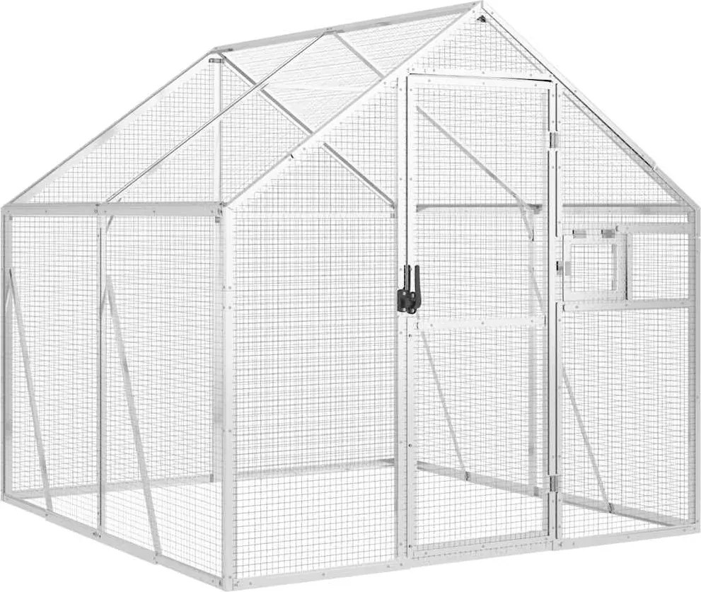 vidaXL ezüstszínű alumínium madárház 1,79 x 2 x 1,85 m