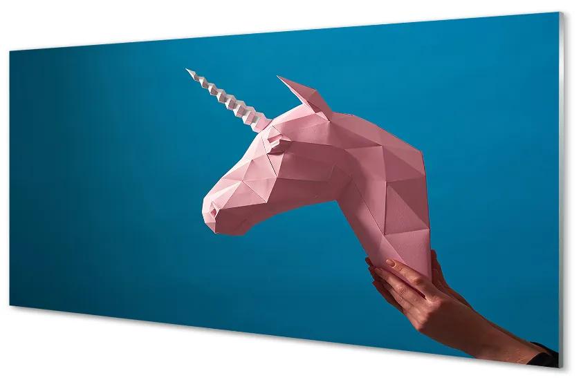 Akrilképek Rózsaszín egyszarvú origami 140x70 cm