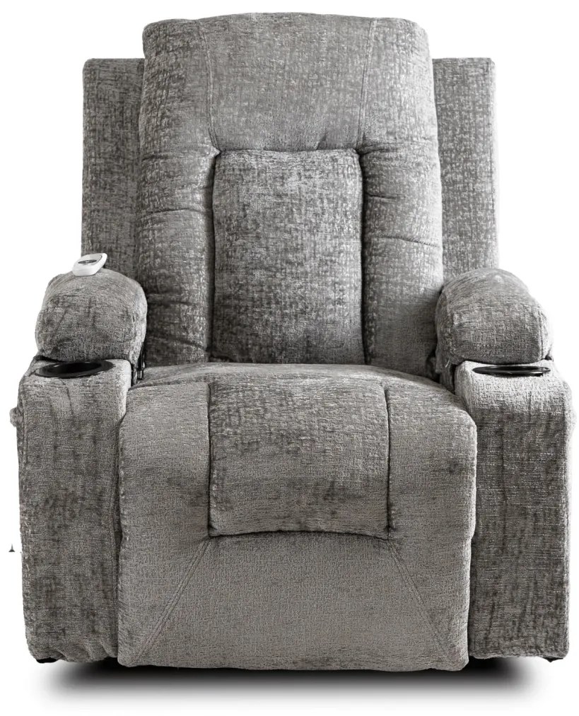 Elektromosan Vezérelhető Masszázsfunkciós Relaxfotel Szürke Bársony Kárpittal. BOX2