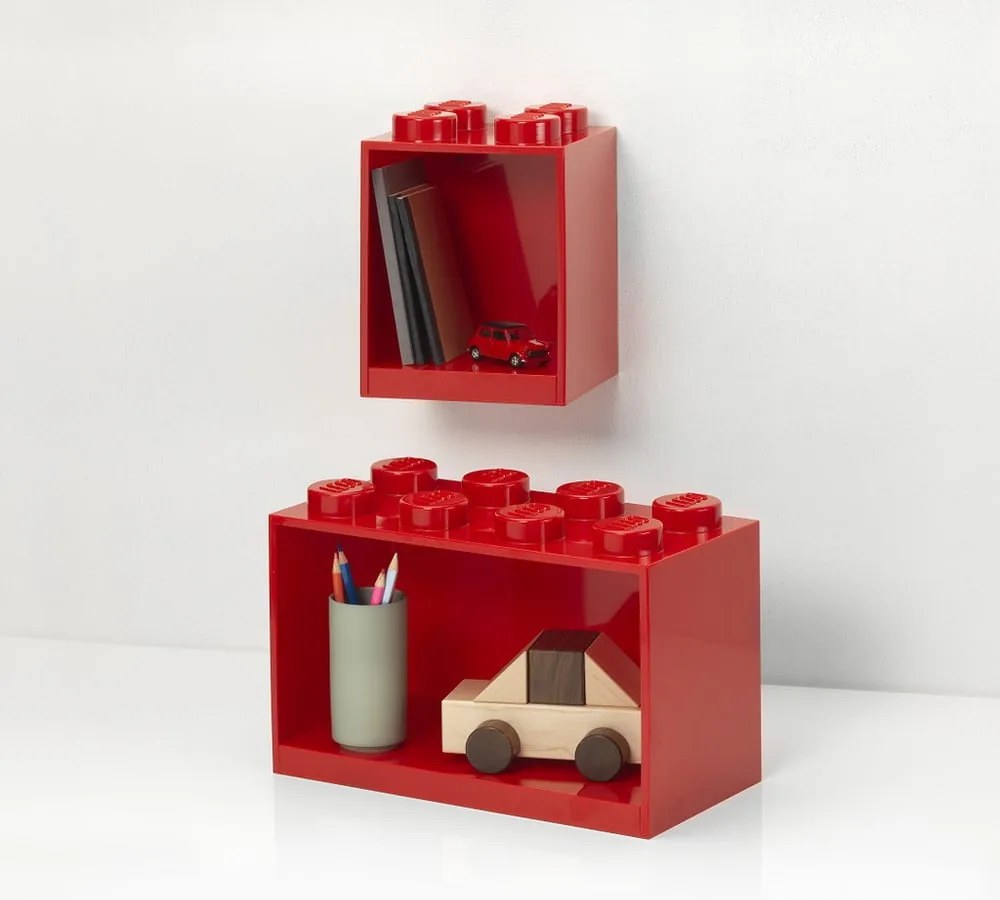 Brick 2 db-os gyerek piros fali polc szett - LEGO®