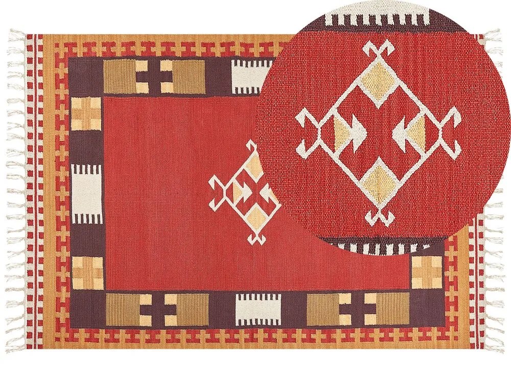 Színes kilim gyapjúszőnyeg 160 x 230 cm PARAKAR Beliani