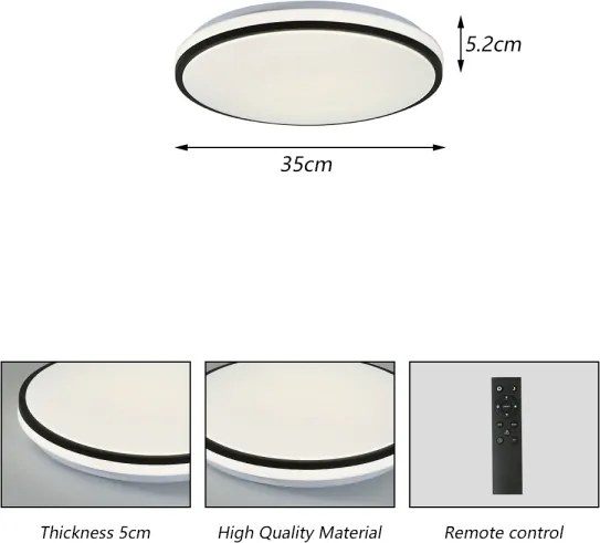 Brilagi - okos, dimmelhető mennyezeti LED lámpa 24 W / 230 V, átmérő 38 cm, Wi‑Fi (Tuya) + távirányító