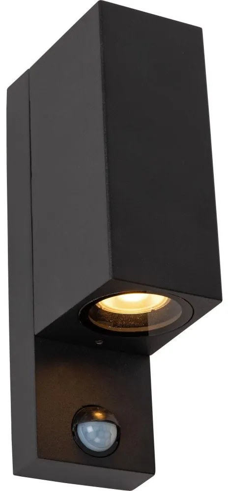 Lucide 69802/02/30 -Kültéri érzékelős lámpa ZARO 2xGU10/7W/230V IP65 fekete