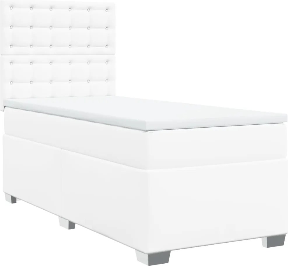 vidaXL fehér műbőr rugós ágy matraccal 100 x 200 cm