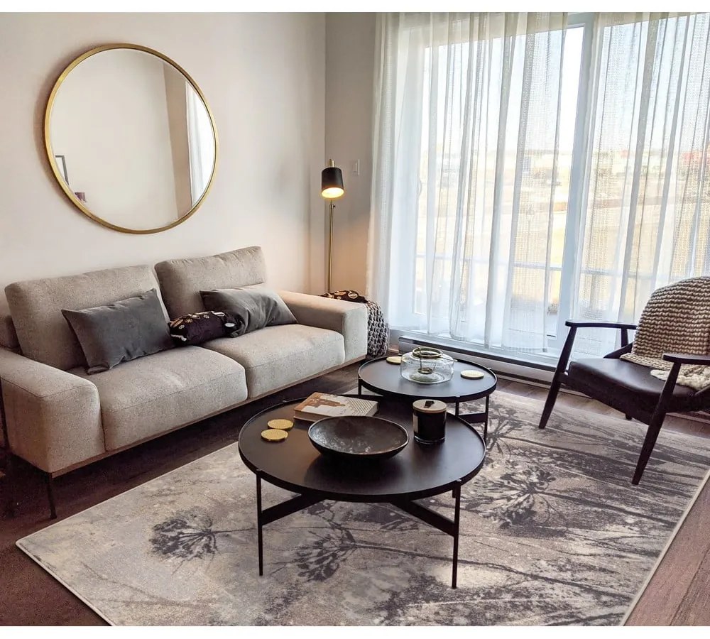 Szürke-krémszínű gyapjú szőnyeg 160x240 cm Lissey – Agnella