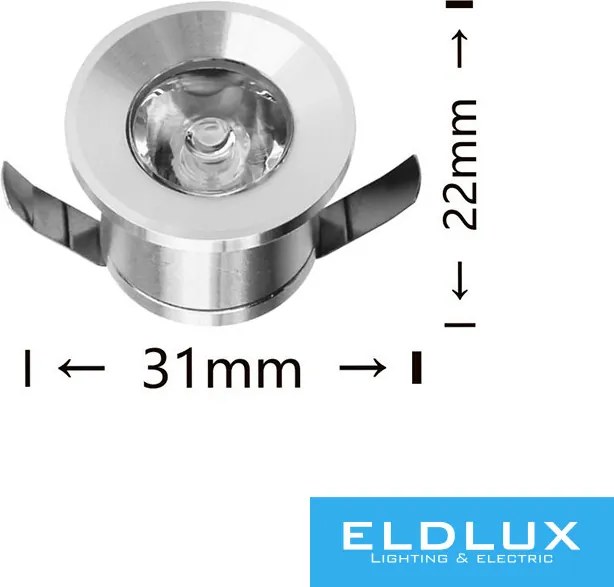 UNIVERSO mini spot lámpatest 1w 3000k 100lm 30° IP20 ∅31×22mm ezüst