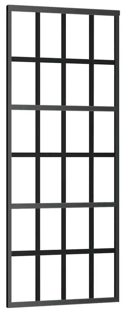 Fekete ESG üveg tolóajtó fémszerelvény-szettel 76x205 cm
