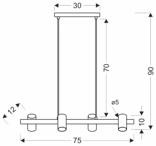 XILO kábeles csillár, 4xGU10/25W/230V, bükk/fehér