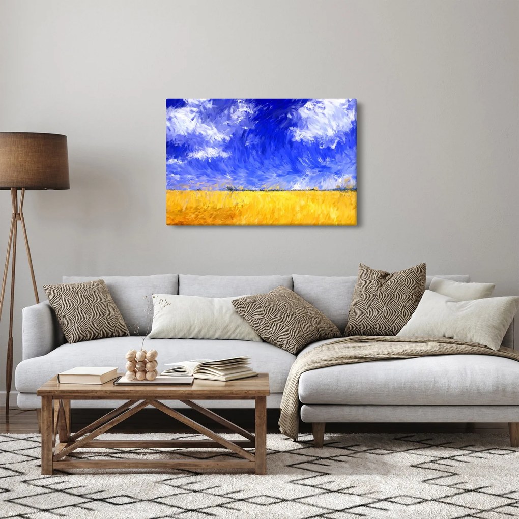 Kép - olajfestmény, arany mező (90x60 cm)