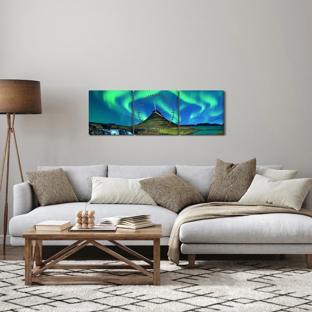 Kép - Kirkjufell, Izland (órával) (90x30 cm)