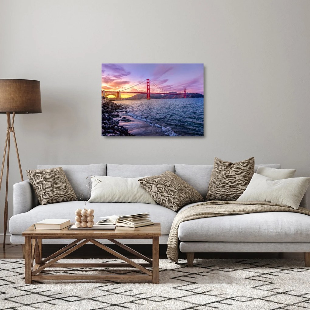 Kép a hídról napnyugtakor (üvegen) (70x50 cm)