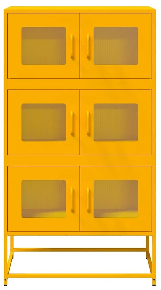 Highboard Mustársárga 68x39x123 cm Acél
