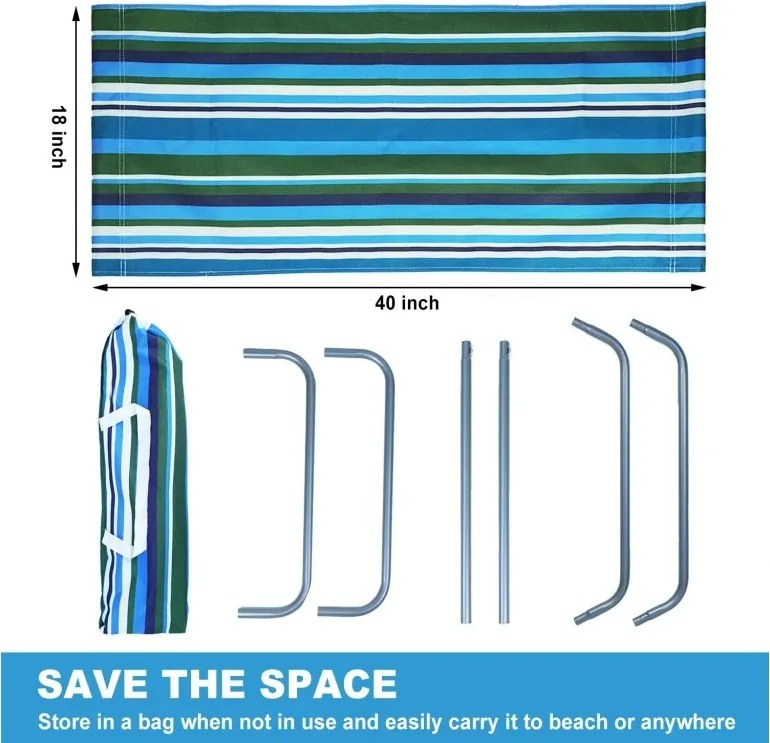 Összecsukható tengerparti napozóágy SAND, kék-fehér