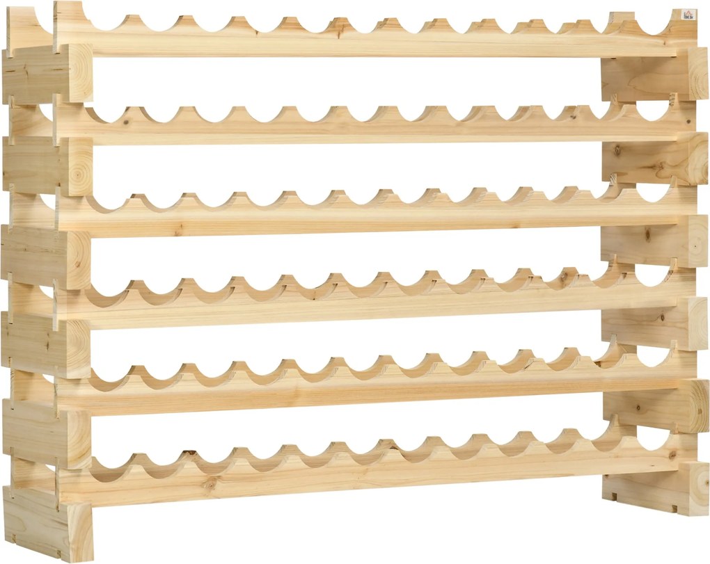 HOMCOM 72 Palackos Borállvány 6 Szintes Függőleges Borállvány 100 kg Teherbírás 114x28x85 cm Természetes Fa | Aosom