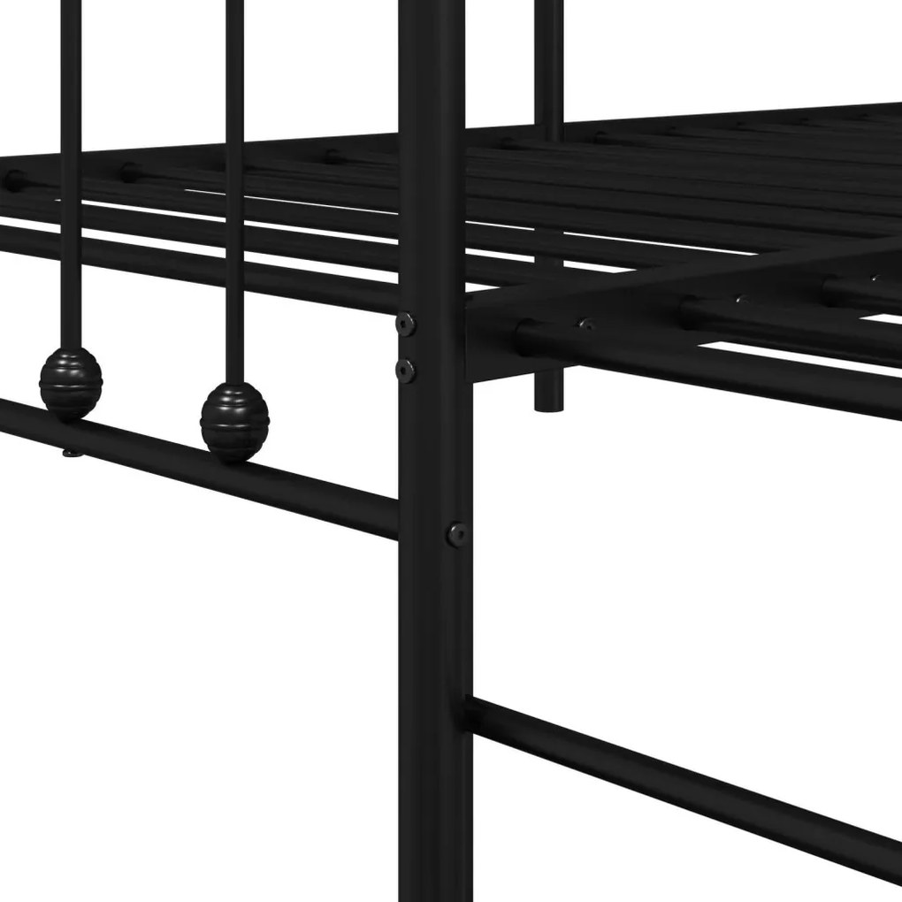 Napágy Keret Dívánnal Fekete 90x190 cm Acél