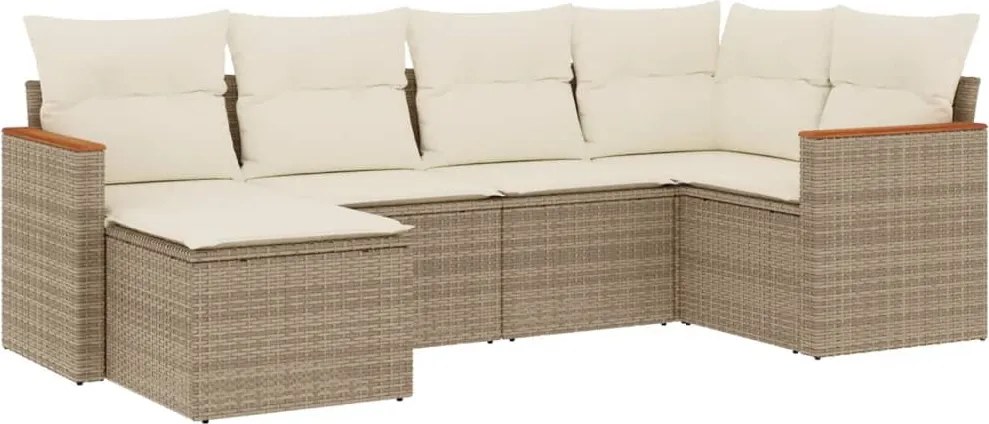 vidaXL 6 részes bézs polyrattan kerti ülőgarnitúra párnával