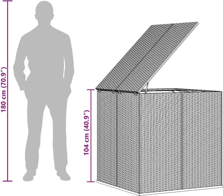 Szürke Polyrattan Kerti Párnatartó Doboz 100 X 97,5 X 104 Cm