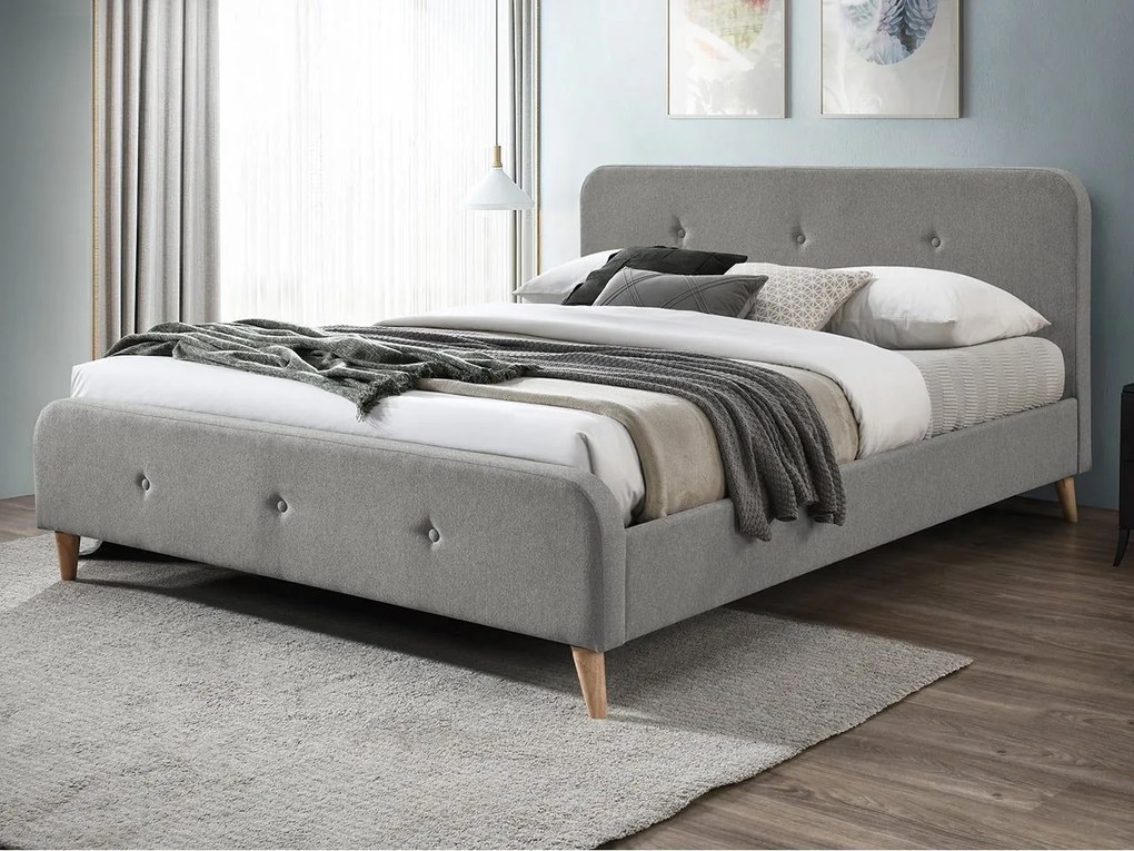 Franciaágy 140 cm Lomaha New (szürke) (ágyráccsal). 1104167