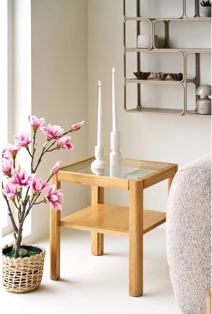 Tárolóasztal üveg asztallappal 40x40 cm Lourmarin – House Nordic