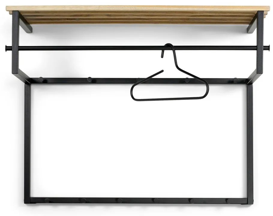 Fekete-natúr színű fém fali fogas polccal Rizzoli – Spinder Design