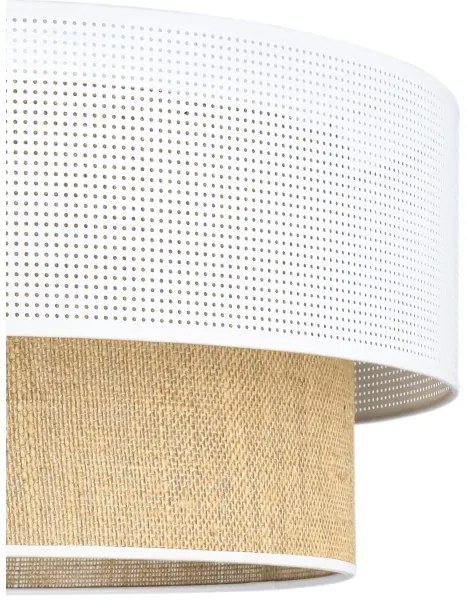 BORHO mennyezeti lámpa 1xE27/60W/230V, Ø 40 cm, fehér/juta