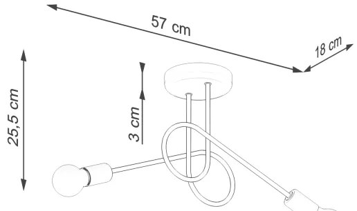 Sollux SL.1472 - Felületre szerelhető csillár LOOP 2xE27/15W/230V fekete