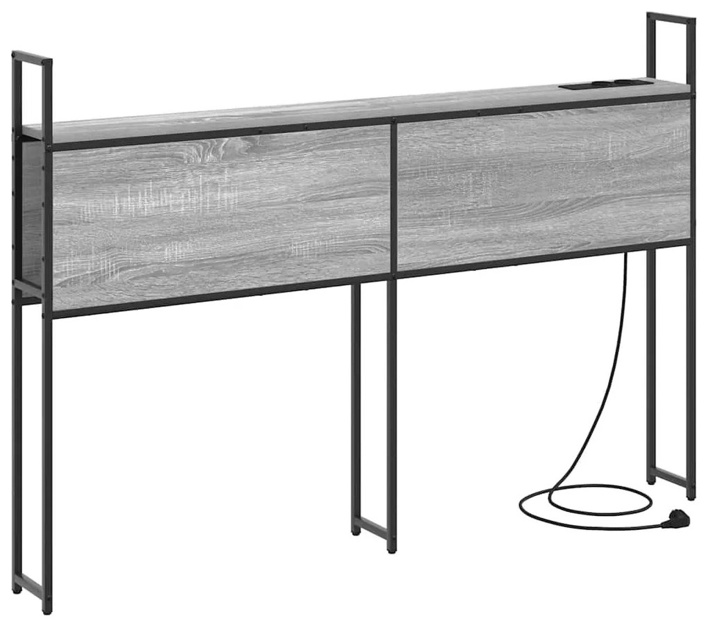 Tárolós Fejtámla Töltő Állomással Szürke sonoma 135 cm Faanyag