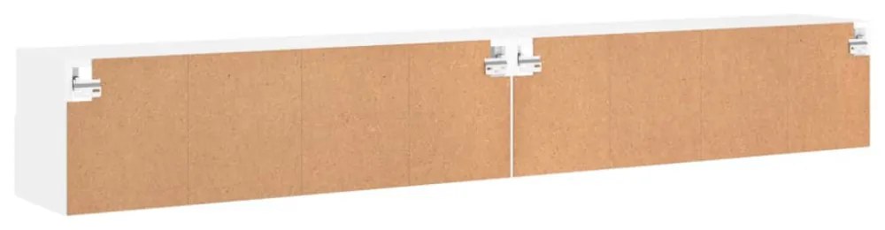 2 db fehér szerelt fa fali TV-szekrény 100 x 30 x 30 cm