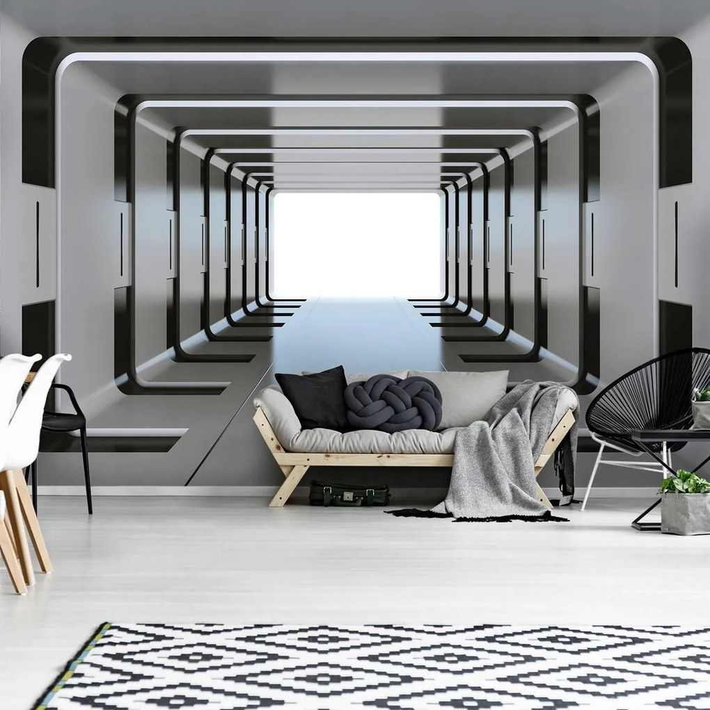 Fotótapéta - 3D ezüst alagút (152,5x104 cm)