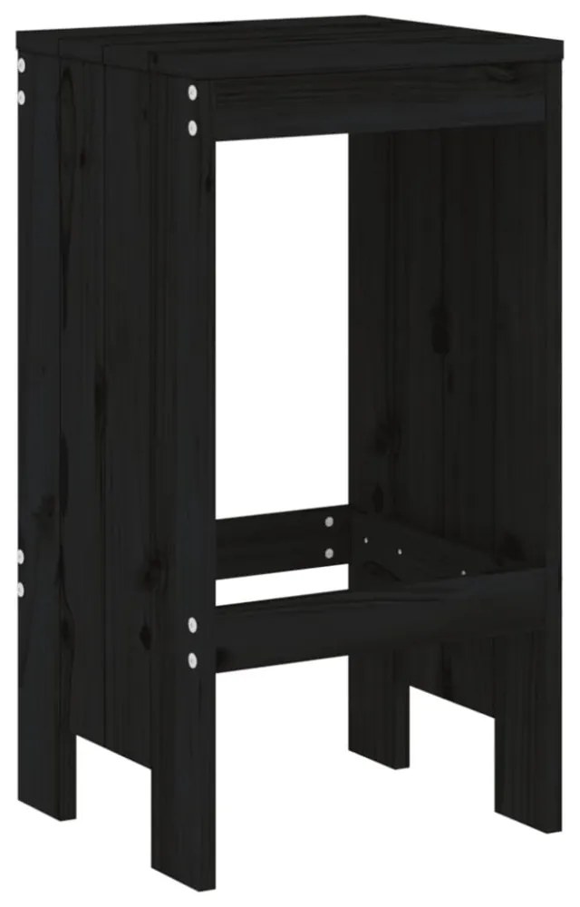 2 db fekete tömör fenyőfa bárszék 40x36x75 cm