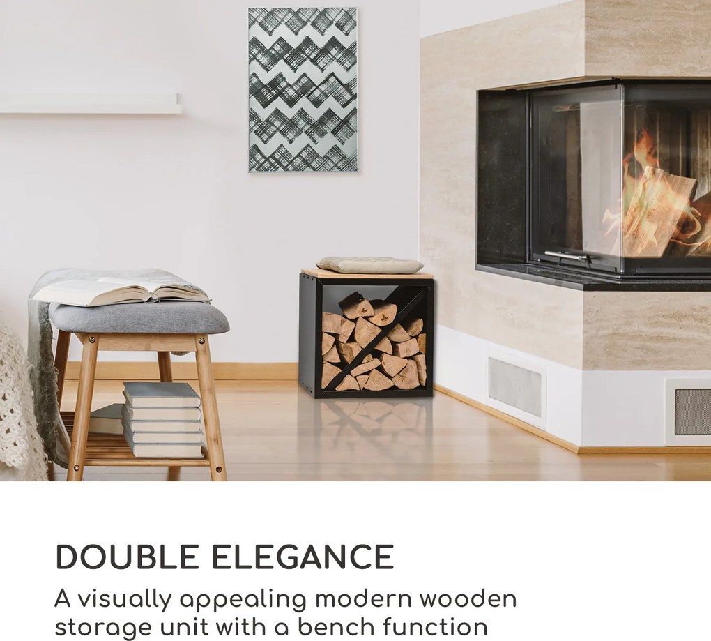 Blumfeldt Kindlewood S Black, fa állvány, pad, 57 × 56 × 36 cm, bambusz, cink