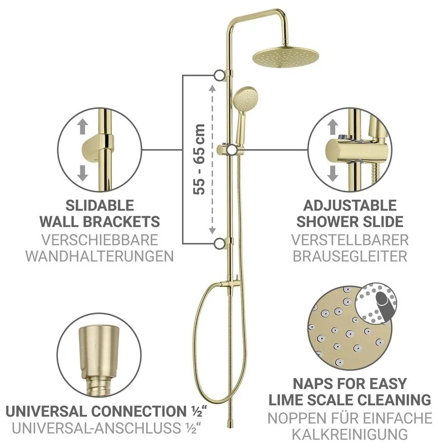 Matt aranyszínű rozsdamentes acél zuhanyszett 101 cm Young Line – Wenko