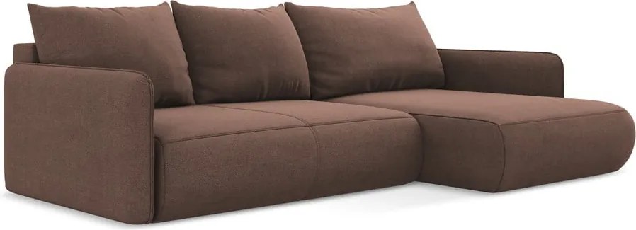 Rózsaszín kinyitható-tárolóhelyes sarokkanapé (jobb oldali) Nanea – Makamii