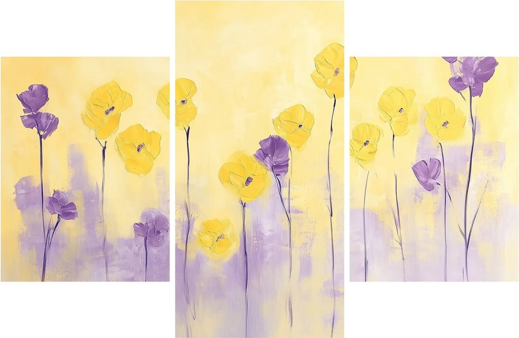 Kép - Lila és sárga virágok (90x60 cm)
