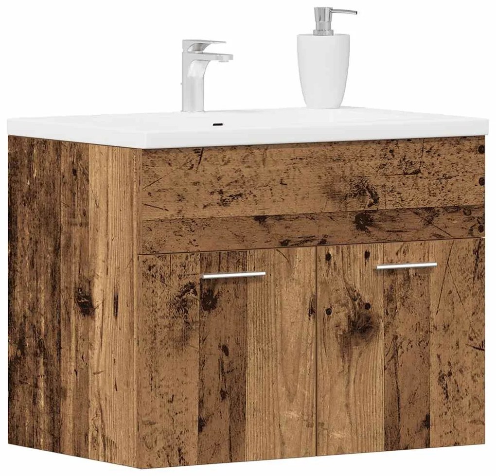 Antik fa szerelt fa mosdószekrény 60x38,5x46 cm