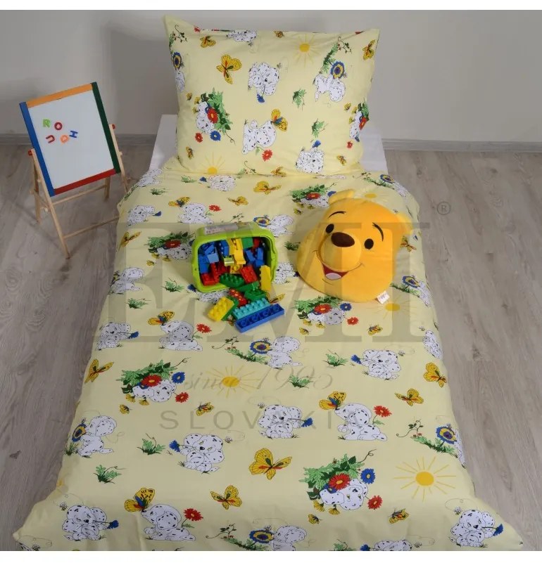 EMI dalmatás sárga gyerek ágyneműhuzat, Gyerekgarnitúra 90x130 + 45x65