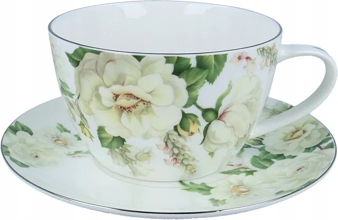 Jumbo csésze csészealj porcelán virágokkal