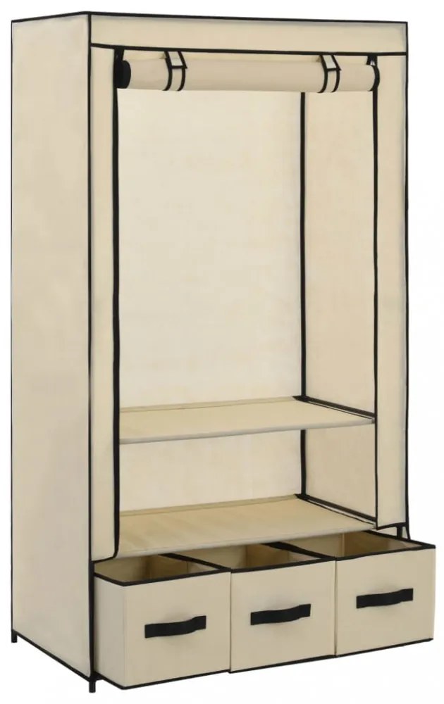 krémszínű szövet ruhásszekrény 87 x 49 x 159 cm