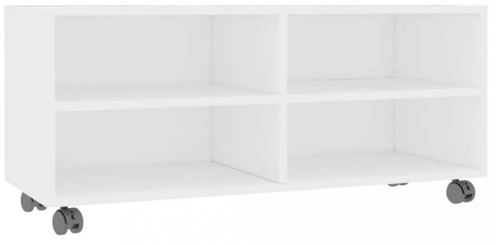 fehér szerelt fa TV-szekrény görgőkkel 90 x 35 x 35 cm