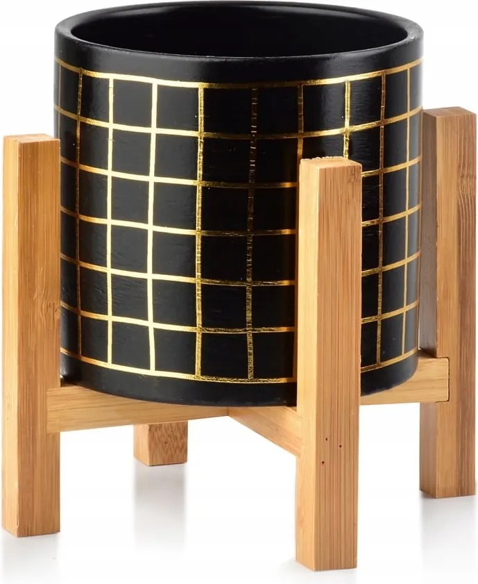 Dekorációs kaspó állványon Ava Fekete-Arany