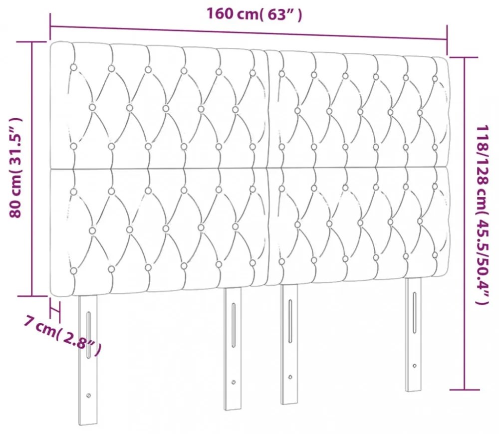 sötétszürke szövet LED-es fejtámla 160x7x118/128 cm