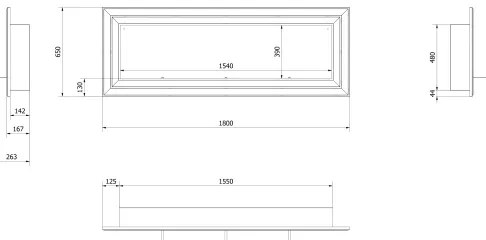 Kratki JULIET/1800/TUV - Beépíthető BIO kandalló JULIET 65x180 cm 3x2,5kW króm