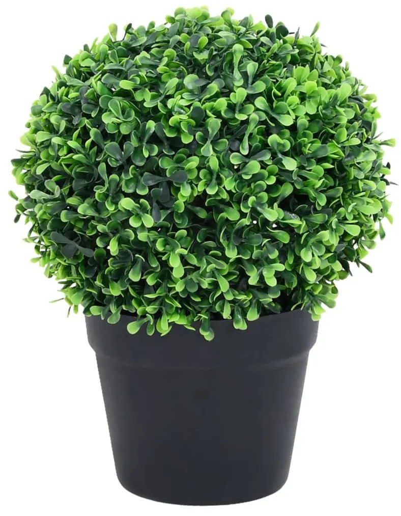 2 db zöld gömbalakú cserepes műpuszpáng 27 cm